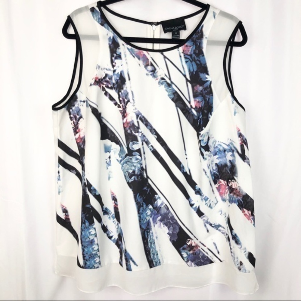 CYNTHIA ROWLEY Size 1X Sleeveless Blouse EUC.